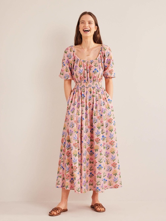 Boden Dresses & Skirts - NWT Boden Scoop Neck Midi Dress in Dusty Pink, Spring Garden floral, Size 10